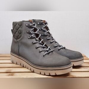 Caslon Womens | Grey | Hanley Leather Water Resistant Ankle Zip Boots Size 9